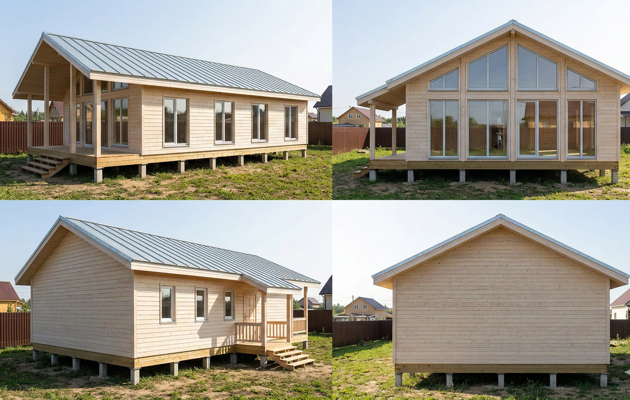 Каркасный дом в стиле барн Баркас-117,7 — вид со всех сторон