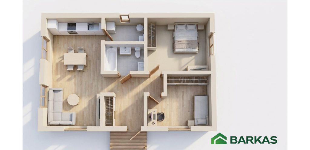 Баркас-74,7 планировка 3D