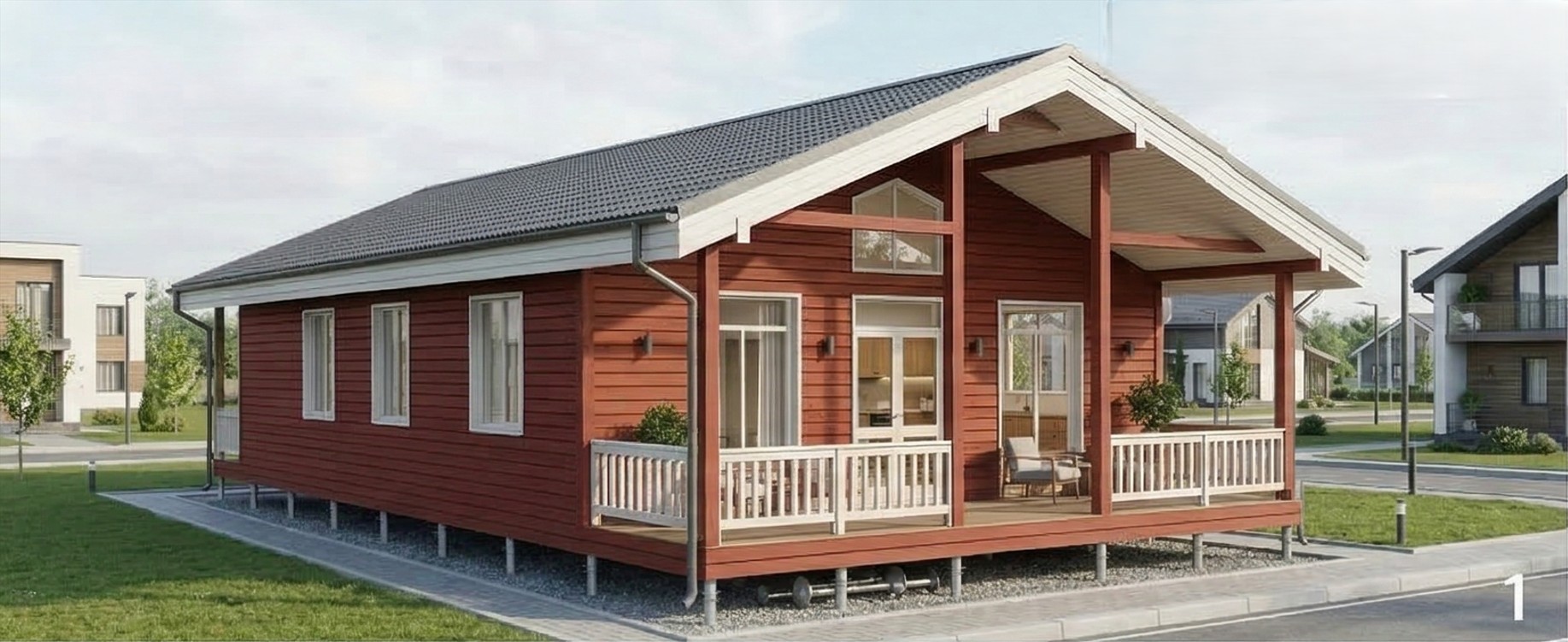 Баркас-155 окрас фасада красный с белым