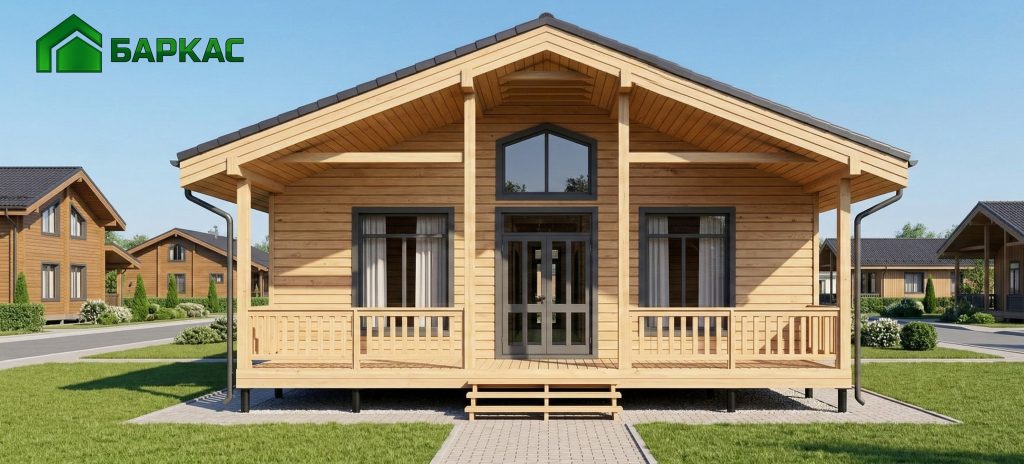 Проект каркасного дома Одноэтажный каркасный дом в стиле барнхаус «Баркас-155» — 155 м² под ключ 155 м² — строительство под ключ в Московской области