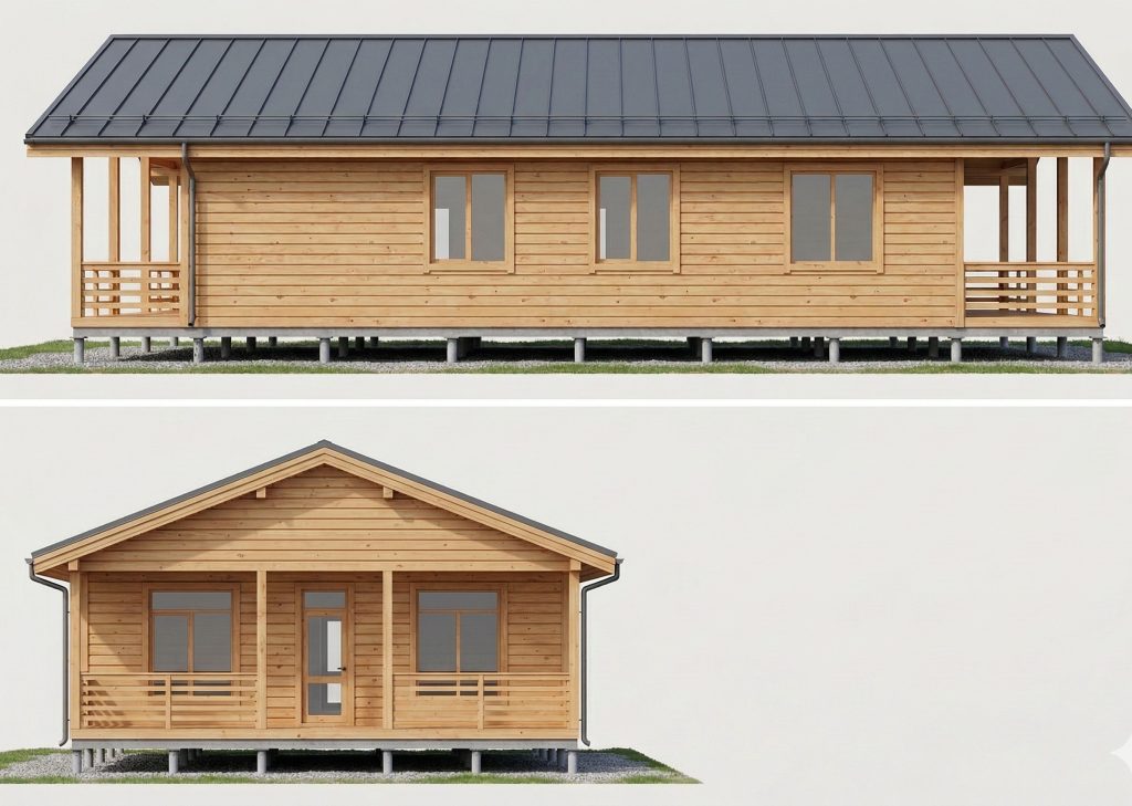 Каркасный дом в стиле барн Баркас-155 стороны Север-Восток