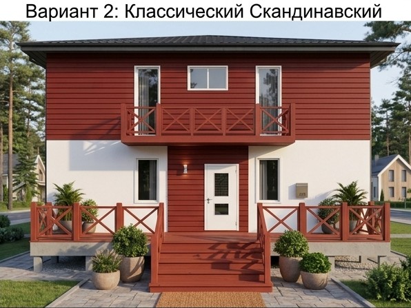каркасный дом Баркас-195 окрас фасада классический скандинавский