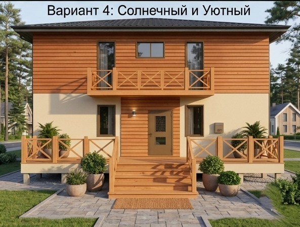 каркасный дом Баркас-195 окрас фасада солнечный и уютный