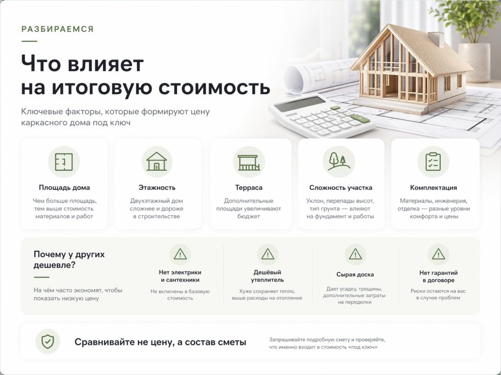 Что влияет на итоговую стоимость каркасного дома в 2026 году