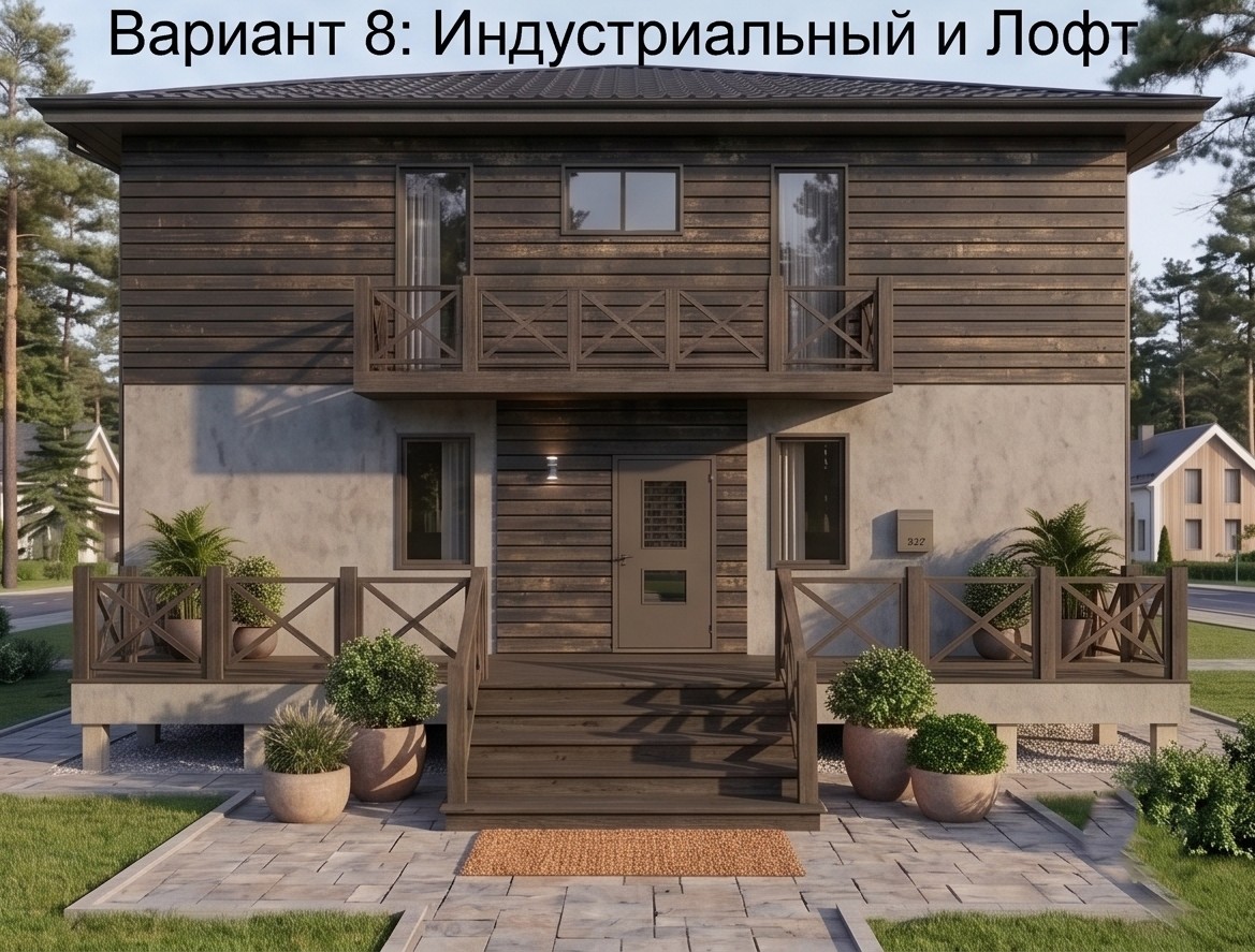каркасный дом Баркас-195 окрас фасада индустриальный и лофт