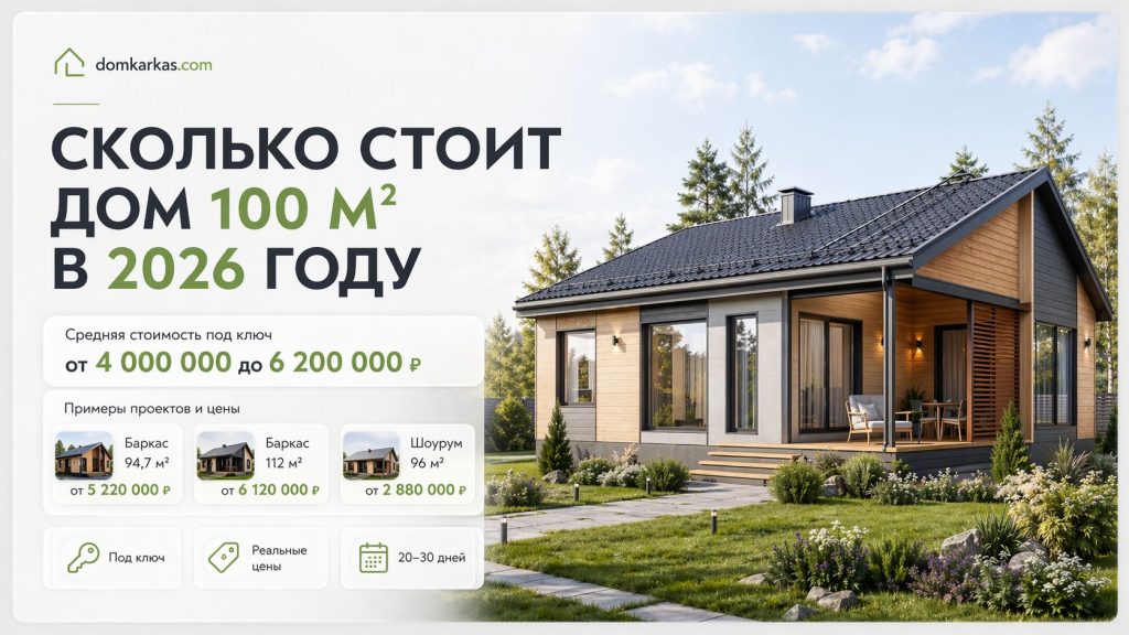 сколько стоит каркасный дом 100 квадратных метров в 2026 году