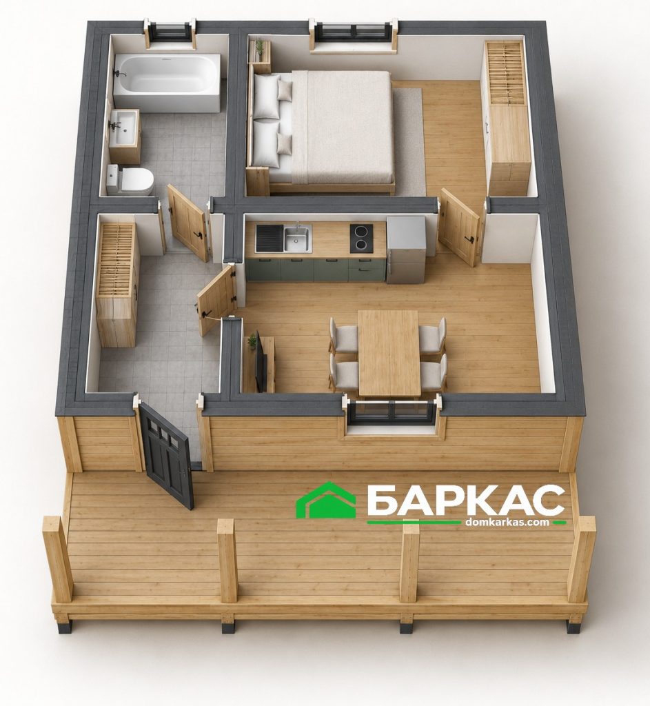 «Баркас 41-6×6» 3D планировка
