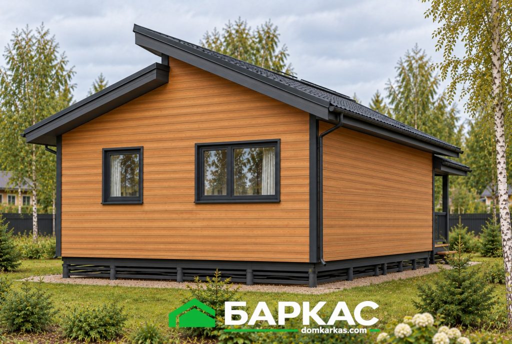 Каркасный дом Баркас-49 вид сзади справа